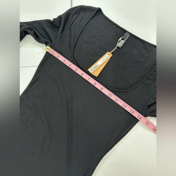 NWT Skims Soft Lounge Long Sleeve Dress Onyx Black Maxi Stretch Ribbed Bodycon L - Picture 7 of 10